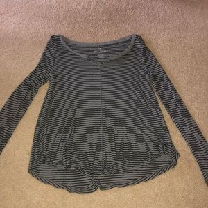 Black and grey striped soft tee